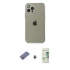 MARSİLYAN™- iPhone 12 Pro Max Kılıf Ahenk Doku - Siyah 20D Premium Cam Ekran Koruyucu + Metal Kamera Lens Koruma Cam - GD