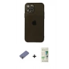 MARSİLYAN™- iPhone 12 Pro Max Kılıf Ahenk Doku - Siyah 20D Premium Cam Ekran Koruyucu + Metal Kamera Lens Koruma Cam - GD