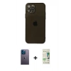 MARSİLYAN™- iPhone 12 Pro Max Kılıf Ahenk Doku - Siyah 20D Premium Cam Ekran Koruyucu + Neon Fosforlu Kamera Lens - MI