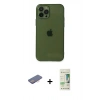 MARSİLYAN™- iPhone 12 Pro Max Kılıf Ahenk Doku - Siyah 20D Premium Cam Ekran Koruyucu + Renkli Kamera Lens Koruma Cam - PE