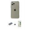 MARSİLYAN™- iPhone 12 Pro Max Kılıf Ahenk Doku - Siyah 20D Premium Cam Ekran Koruyucu + Renkli Kamera Lens Koruma Cam - SI