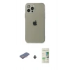 MARSİLYAN™- iPhone 12 Pro Max Kılıf Ahenk Doku - Siyah 20D Premium Cam Ekran Koruyucu + Renkli Kamera Lens Koruma Cam - PE