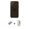 MARSİLYAN™- iPhone 12 Pro Max Kılıf Ahenk Doku - Siyah 20D Premium Cam Ekran Koruyucu + Shine Kamera Lens Koruma Cam - GI