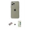 MARSİLYAN™- iPhone 12 Pro Max Kılıf Ahenk Doku - Siyah 20D Premium Cam Ekran Koruyucu + Shine Kamera Lens Koruma Cam - SABE