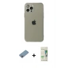 MARSİLYAN™- iPhone 12 Pro Max Kılıf Ahenk Doku - Siyah 20D Premium Cam Ekran Koruyucu + Shine Kamera Lens Koruma Cam - GI