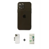 MARSİLYAN™- iPhone 12 Pro Max Kılıf Ahenk Doku - Siyah 20D Premium Cam Ekran Koruyucu + Shine Kamera Lens - GD
