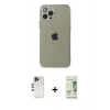 MARSİLYAN™- iPhone 12 Pro Max Kılıf Ahenk Doku - Siyah 20D Premium Cam Ekran Koruyucu + Shine Kamera Lens - GD