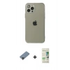 MARSİLYAN™- iPhone 12 Pro Max Kılıf Ahenk Doku - Siyah 20D Premium Cam Ekran Koruyucu + Siyah Metal Kamera Lens Koruma Cam