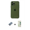 MARSİLYAN™- iPhone 12 Pro Max Kılıf Ahenk Doku - Siyah 20D Premium Cam Ekran Koruyucu + Siyah Metal Kamera Lens Koruma Cam