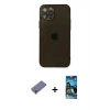 MARSİLYAN™- iPhone 12 Pro Max Kılıf Ahenk Doku - Siyah 34D Izgaralı Cam + Metal Kamera Lens Koruma Cam - GD