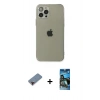 MARSİLYAN™- iPhone 12 Pro Max Kılıf Ahenk Doku - Siyah 34D Izgaralı Cam + Metal Kamera Lens Koruma Cam - KI