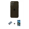 MARSİLYAN™- iPhone 12 Pro Max Kılıf Ahenk Doku - Siyah 34D Izgaralı Cam + Metal Kamera Lens Koruma Cam - KI