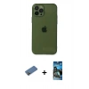 MARSİLYAN™- iPhone 12 Pro Max Kılıf Ahenk Doku - Siyah 34D Izgaralı Cam + Shine Kamera Lens Koruma Cam - GD