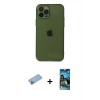 MARSİLYAN™- iPhone 12 Pro Max Kılıf Ahenk Doku - Siyah 34D Izgaralı Cam + Shine Kamera Lens Koruma Cam - MI
