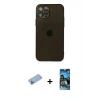 MARSİLYAN™- iPhone 12 Pro Max Kılıf Ahenk Doku - Siyah 34D Izgaralı Cam + Shine Kamera Lens Koruma Cam - MI
