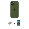 MARSİLYAN™- iPhone 12 Pro Max Kılıf Ahenk Doku - Siyah 34D Izgaralı Cam + Shine Kamera Lens Koruma Cam - SABE