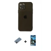 MARSİLYAN™- iPhone 12 Pro Max Kılıf Ahenk Doku - Siyah 34D Izgaralı Cam + Shine Kamera Lens Koruma Cam - SH