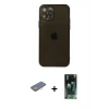 MARSİLYAN™- iPhone 12 Pro Max Kılıf Ahenk Doku - Siyah 360 Mat Full Body Arka Koruyucu + Renkli Kamera Lens Koruma Cam - SI