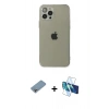 MARSİLYAN™- iPhone 12 Pro Max Kılıf Ahenk Doku - Siyah 3D Antistatik Cam Ekran Koruyucu + Shine Kamera Lens Koruma Cam - GI