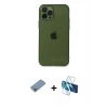 MARSİLYAN™- iPhone 12 Pro Max Kılıf Ahenk Doku - Siyah 3D Antistatik Cam Ekran Koruyucu + Shine Kamera Lens Koruma Cam - GI