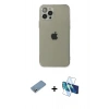 MARSİLYAN™- iPhone 12 Pro Max Kılıf Ahenk Doku - Siyah 3D Antistatik Cam Ekran Koruyucu + Shine Kamera Lens Koruma Cam - GS