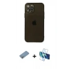 MARSİLYAN™- iPhone 12 Pro Max Kılıf Ahenk Doku - Siyah 3D Antistatik Cam Ekran Koruyucu + Shine Kamera Lens Koruma Cam - GS