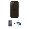 MARSİLYAN™- iPhone 12 Pro Max Kılıf Ahenk Doku - Siyah 3D Antistatik Cam Ekran Koruyucu + Neon Fosforlu Kamera Lens - MI