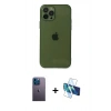 MARSİLYAN™- iPhone 12 Pro Max Kılıf Ahenk Doku - Siyah 3D Antistatik Cam Ekran Koruyucu + Neon Fosforlu Kamera Lens - MI