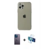 MARSİLYAN™- iPhone 12 Pro Max Kılıf Ahenk Doku - Siyah 3D Antistatik Cam Ekran Koruyucu + Neon Fosforlu Kamera Lens - MI