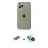 MARSİLYAN™- iPhone 12 Pro Max Kılıf Ahenk Doku - Siyah 3D Antistatik Cam Ekran Koruyucu + Renkli Kamera Lens Koruma Cam - MI