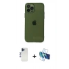 MARSİLYAN™- iPhone 12 Pro Max Kılıf Ahenk Doku - Siyah 3D Antistatik Cam Ekran Koruyucu + Shine Kamera Lens - LT