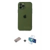 MARSİLYAN™- iPhone 12 Pro Max Kılıf Ahenk Doku - Siyah 3D Antistatik Cam Ekran Koruyucu + Shine Kamera Lens Koruma Cam - SABE