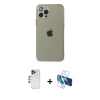 MARSİLYAN™- iPhone 12 Pro Max Kılıf Ahenk Doku - Siyah 3D Antistatik Cam Ekran Koruyucu + Shine Kamera Lens - LT