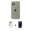 MARSİLYAN™- iPhone 12 Pro Max Kılıf Ahenk Doku - Siyah 3D Antistatik Hayalet Cam Ekran Koruyucu + Shine Kamera Lens - GD