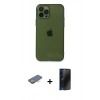MARSİLYAN™- iPhone 12 Pro Max Kılıf Ahenk Doku - Siyah 3D Antistatik Hayalet Cam Ekran Koruyucu + Renkli Kamera Lens Koruma Cam - TU