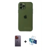 MARSİLYAN™- iPhone 12 Pro Max Kılıf Ahenk Doku - Siyah 3D Antistatik Seramik Nano Ekran Koruyucu + Neon Fosforlu Kamera Lens - TU