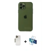 MARSİLYAN™- iPhone 12 Pro Max Kılıf Ahenk Doku - Siyah 3D Antistatik Seramik Nano Ekran Koruyucu + Shine Kamera Lens - GD