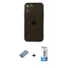 MARSİLYAN™- iPhone 12 Pro Max Kılıf Ahenk Doku - Siyah 5D Eko Cam Ekran Koruyucu + Shine Kamera Lens Koruma Cam - GI