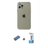 MARSİLYAN™- iPhone 12 Pro Max Kılıf Ahenk Doku - Siyah 5D Eko Cam Ekran Koruyucu + Shine Kamera Lens Koruma Cam - GD