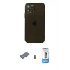 MARSİLYAN™- iPhone 12 Pro Max Kılıf Ahenk Doku - Siyah 5D Eko Cam Ekran Koruyucu + Renkli Kamera Lens Koruma Cam - MI