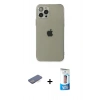 MARSİLYAN™- iPhone 12 Pro Max Kılıf Ahenk Doku - Siyah 5D Eko Cam Ekran Koruyucu + Renkli Kamera Lens Koruma Cam - MI