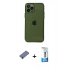MARSİLYAN™- iPhone 12 Pro Max Kılıf Ahenk Doku - Siyah 5D Eko Cam Ekran Koruyucu + Metal Kamera Lens Koruma Cam - GD