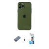 MARSİLYAN™- iPhone 12 Pro Max Kılıf Ahenk Doku - Siyah 5D Eko Cam Ekran Koruyucu + Metal Kamera Lens Koruma Cam - KI
