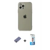 MARSİLYAN™- iPhone 12 Pro Max Kılıf Ahenk Doku - Siyah 5D Eko Cam Ekran Koruyucu + Metal Kamera Lens Koruma Cam - GD