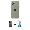 MARSİLYAN™- iPhone 12 Pro Max Kılıf Ahenk Doku - Siyah 5D Eko Cam Ekran Koruyucu + Neon Fosforlu Kamera Lens - YL