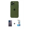 MARSİLYAN™- iPhone 12 Pro Max Kılıf Ahenk Doku - Siyah 5D Eko Cam Ekran Koruyucu + Neon Fosforlu Kamera Lens - MI
