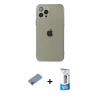 MARSİLYAN™- iPhone 12 Pro Max Kılıf Ahenk Doku - Siyah 5D Eko Cam Ekran Koruyucu + Shine Kamera Lens Koruma Cam - PE