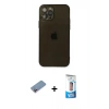 MARSİLYAN™- iPhone 12 Pro Max Kılıf Ahenk Doku - Siyah 5D Eko Cam Ekran Koruyucu + Shine Kamera Lens Koruma Cam - PE