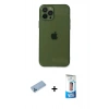 MARSİLYAN™- iPhone 12 Pro Max Kılıf Ahenk Doku - Siyah 5D Eko Cam Ekran Koruyucu + Shine Kamera Lens Koruma Cam - MI