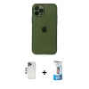 MARSİLYAN™- iPhone 12 Pro Max Kılıf Ahenk Doku - Siyah 5D Eko Cam Ekran Koruyucu + Shine Kamera Lens - LT